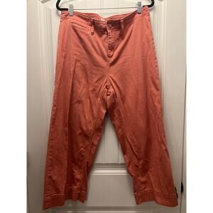 A New Day Women’s High Waisted Stretch Cropped Wide Leg Pants Size 14 Orange‎